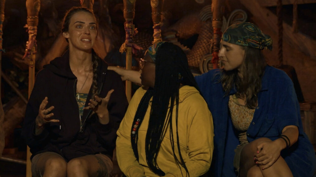 Sage, Kristina, and Sophie in 'Survivor 49' Episode 11 Tribal Council