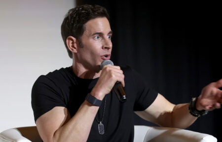Tarek El Moussa speaks onstage during HGTV's 