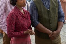 Natasha Burnett, Elias Leacock, Viv Leacock in 'When Calls the Heart' Season 13