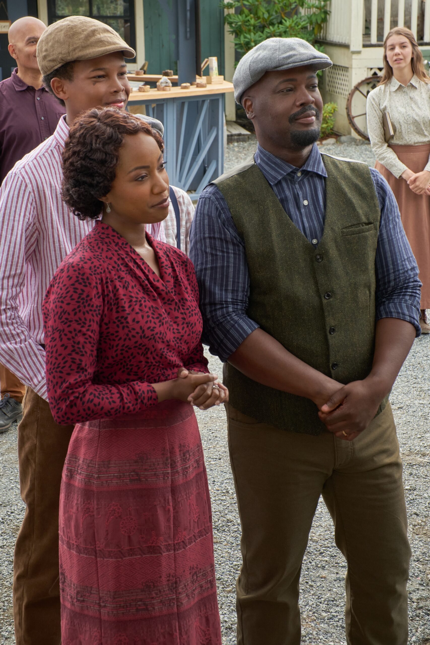 Natasha Burnett, Elias Leacock, Viv Leacock in 'When Calls the Heart' Season 13