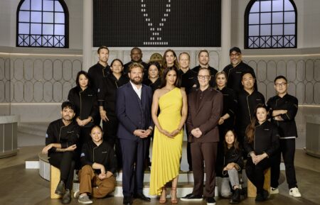 Host, judges, and contestants in CBS Original Series AMERICA'S CULINARY CUP, scheduled to air on the CBS Television Network. Photo: Jackie_Brown/CBS ©2025 CBS Broadcasting, Inc. All Rights Reserved.