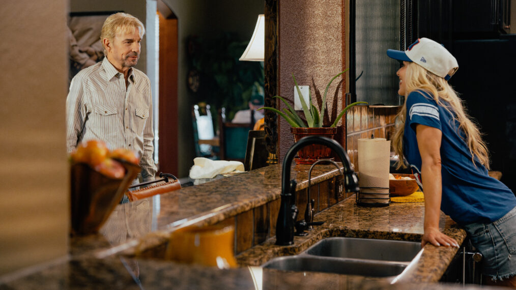 Billy Bob Thornton as Tommy and Ali Larter as Angela in Landman episode 8, season 2, streaming on Paramount+. Photo Credit: Emerson Miller/Paramount+