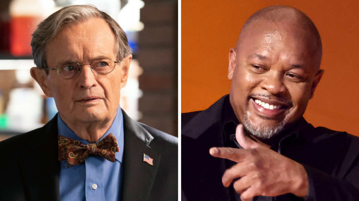David McCallum as Dr. Donald 'Ducky' Mallard in NCIS; LOS ANGELES, CALIFORNIA - FEBRUARY 05: (FOR EDITORIAL USE ONLY) Dr. Dre accepts the Dr. Dre Global Impact Award onstage during the 65th GRAMMY Awards at Crypto.com Arena on February 05, 2023 in Los Angeles, California. (Photo by Frazer Harrison/Getty Images)