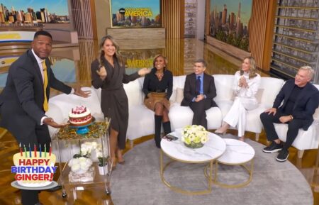 Michael Strahan, Ginger Zee, Robin Roberts, George Stephanopoulos, Lara Spencer, and Sam Champion on the January 13, 2026, episode of ABC's 'Good Morning America.'