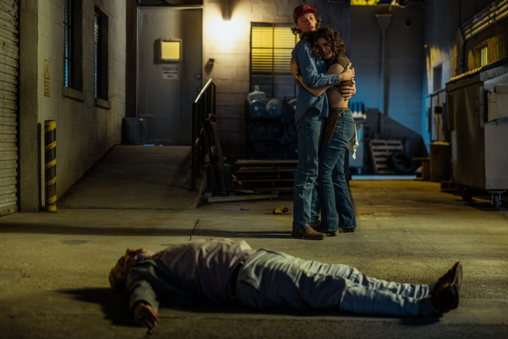 Jacob Lofland as Jacob and Paulina Chavez as Ariana in Landman episode 9, season 2, streaming on Paramount+. Photo Credit: Emerson Miller/Paramount+