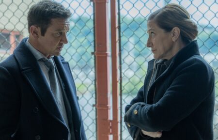 Jeremy Renner as Mike McLusky and Edie Falco as Nina Hobbs in Mayor of Kingstown episode 9, season 4, streaming on Paramount+, 2025. Credit: Jeremy Parsons/Paramount+