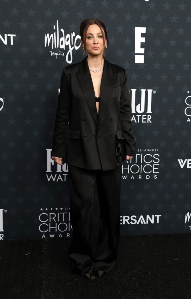 Kaley Cuoco attends the 31st Annual Critics Choice Awards at Barker Hangar on January 04, 2026 in Santa Monica, California.