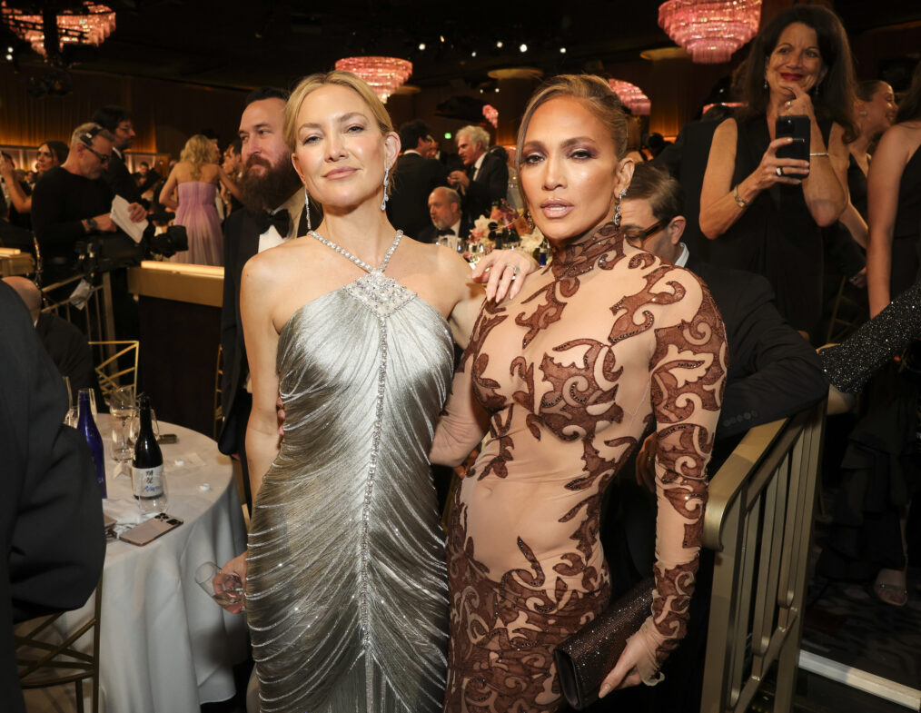 Kate Hudson and Jennifer Lawrence at the 83RD ANNUAL GOLDEN GLOBES®, airing live from the Beverly Hilton in Beverly Hills, California on Sunday, January 11, 2026 at 8 PM ET/5 PM PT, on CBS and streaming on Paramount+. Photo: Stewart Cook/CBS ©2026 CBS Broadcasting, Inc. All Rights Reserved.