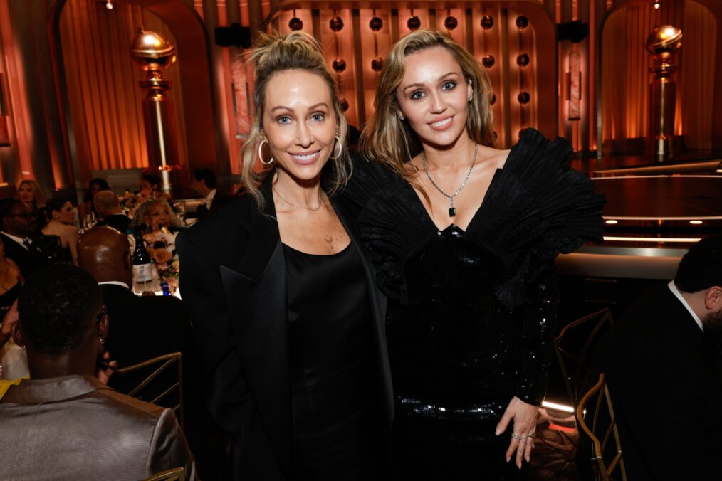 Tish Cyrus and Miley Cyrus at the 83RD ANNUAL GOLDEN GLOBES®, airing live from the Beverly Hilton in Beverly Hills, California on Sunday, January 11, 2026 at 8 PM ET/5 PM PT, on CBS and streaming on Paramount+. Photo: Francis Specker/CBS ©2026 CBS Broadcasting, Inc. All Rights Reserved.