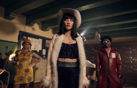 One Piece. (L to R) Jazzara Jaslyn as Miss Valentine, Lera Abova as Miss All Sunday, Camrus Johnson as Mr. 5 in season 2 of One Piece. Cr. Casey Crafford/Netflix © 2026