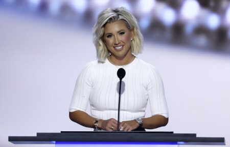 MILWAUKEE, WISCONSIN - JULY 16: Reality TV star Savannah Chrisley speaks on stage on the second day of the Republican National Convention at the Fiserv Forum on July 16, 2024 in Milwaukee, Wisconsin. Delegates, politicians, and the Republican faithful are in Milwaukee for the annual convention, concluding with former President Donald Trump accepting his party's presidential nomination. The RNC takes place from July 15-18. (Photo by Chip Somodevilla/Getty Images)