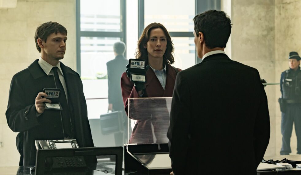 The Beauty -- Pictured: Evan Peters as Cooper Madsen, Rebecca Hall as Jordan Bennett. CR: Philippe Antonello/FX