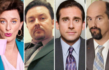 Global Offices: Felicity Ward stars as Hannah Howard, Ricky Gervais as David Brentt; Steve Carrell as Michael Scott; Christoph Maria Herbst as Bernd Stromberg