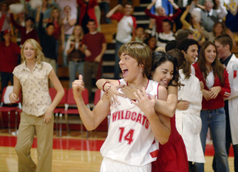 Zac Efron and Vanessa Anne Hudgens as Troy and Gabriella in High School Musical