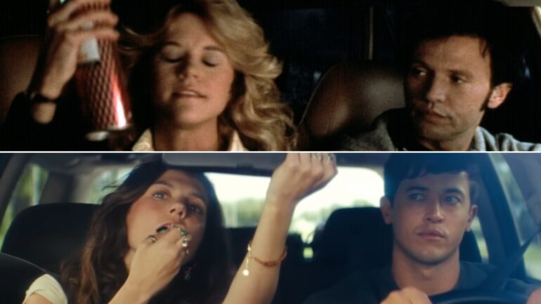 Meg Ryan and Billy Crystal as Sally and Harry in 'When Harry Met Sally,' Tom Blyth and Emily Bader as Alex and Poppy in 'People We Meet on Vacation'