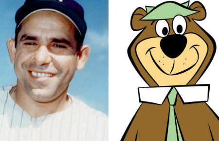 Yogi Berra, New York Yankees catcher from 1946-63 (photo ca. 1961); Yogi Bear, (undated), (c) Hanna-Barbera/ Courtesy: Everett Collection.