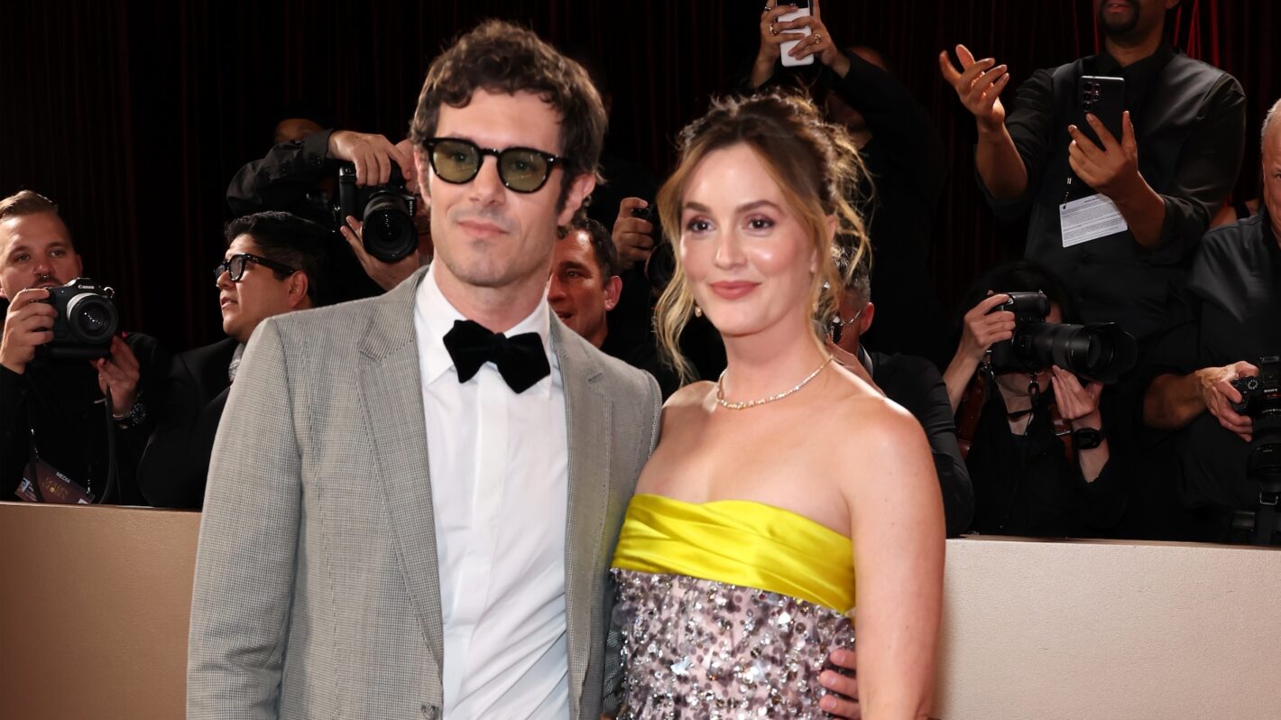 Adam Brody and Leighton Meester attend the 83rd Annual Golden Globe Awards at The Beverly Hilton on January 11, 2026 in Beverly Hills, California.
