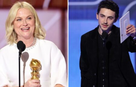 Amy Poehler and Timothee Chalamet at 2026 golden Globes