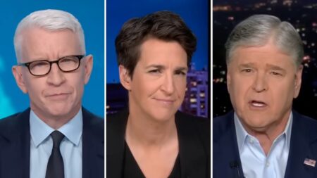 Anderson Cooper, Rachel Maddow, and Sean Hannity