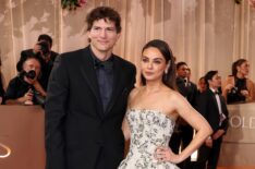 Ashton Kutcher and Mila Kunis attend the 83rd Annual Golden Globe Awards at The Beverly Hilton on January 11, 2026 in Beverly Hills, California.