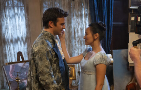 Luke Thompson as Benedict Bridgerton, Yerin Ha as Sophie Baek in Season 4 Episode 3