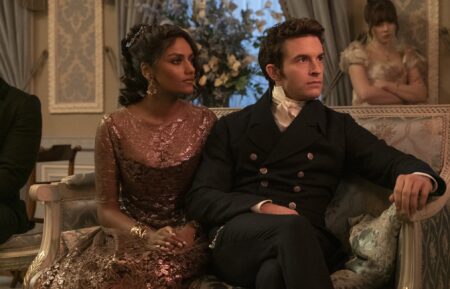 Simone Ashley as Kate Sharma, Jonathan Bailey as Anthony Bridgerton in episode 305 of Bridgerton