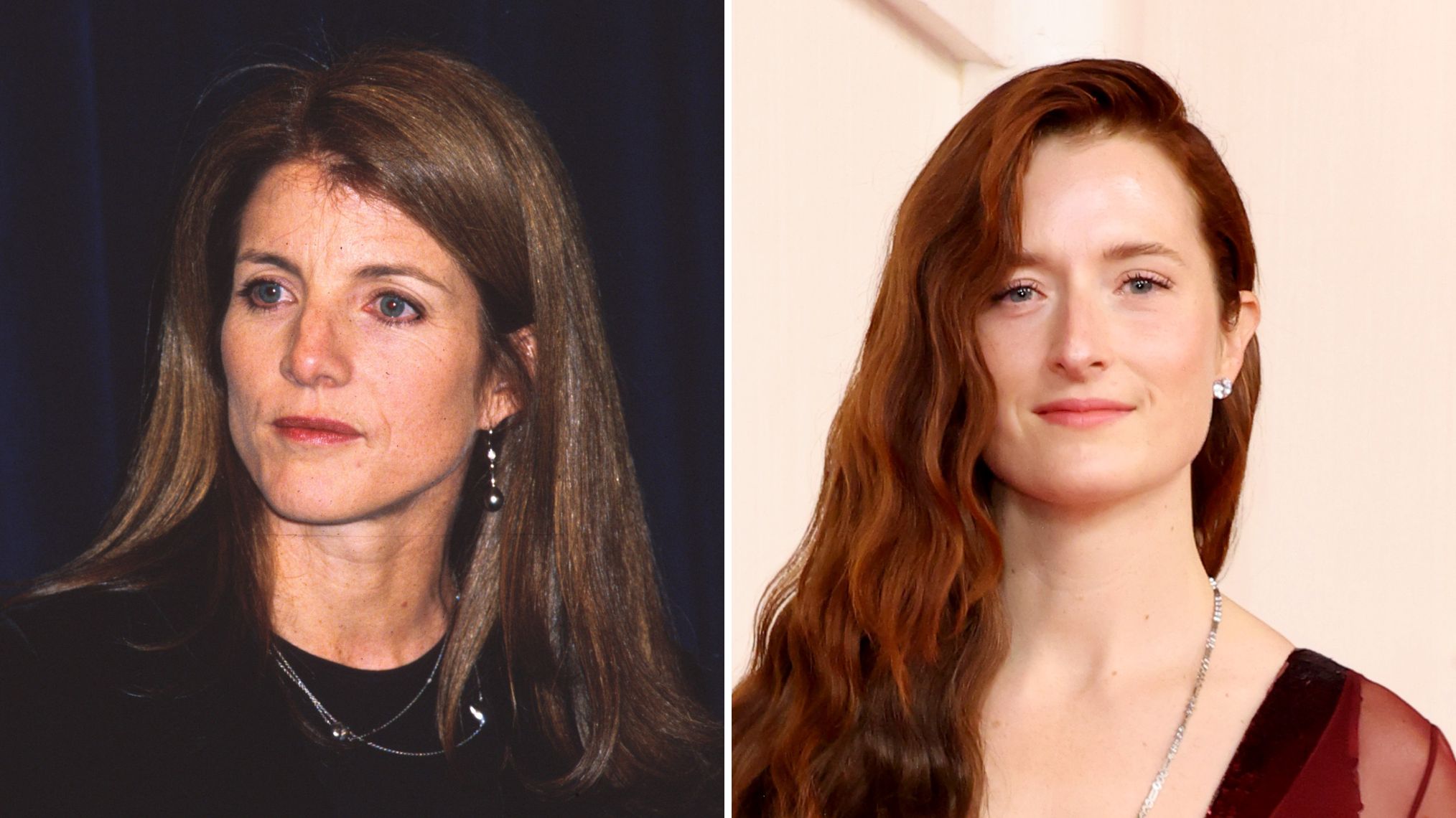 Caroline Kennedy Schlossberg attends a function to announce a scholarship to benefit The Jackie Robinson Foundation Scholarship Fund, March 8, 1999 at The Waldof Astoria in New York City; Grace Gummer attends the 96th Annual Academy Awards on March 10, 2024 in Hollywood, California.