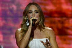 In this image released on October 10, 2025, Carrie Underwood performs at the 56th Annual GMA Dove Awards