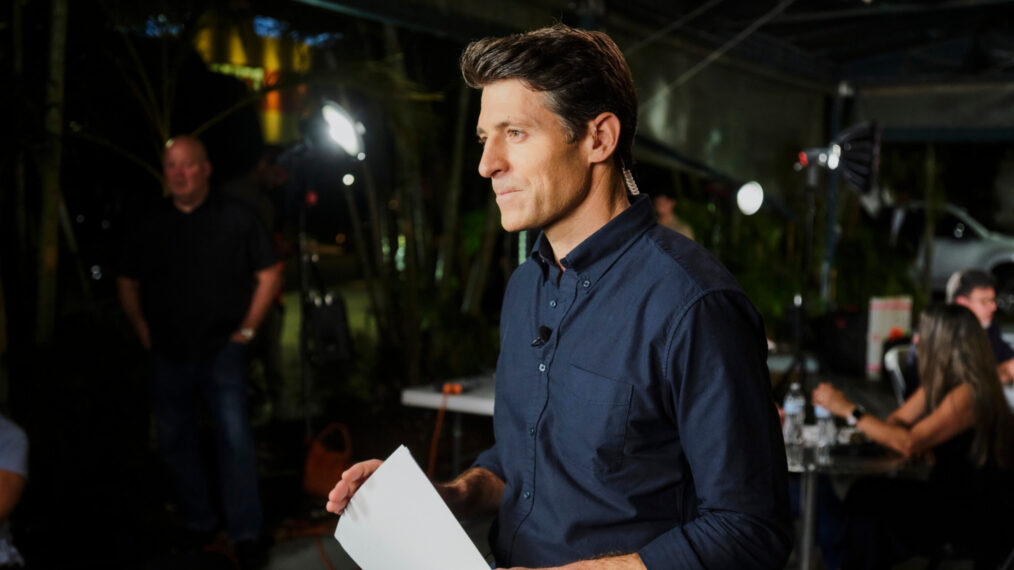 Tony Dokoupil anchoring 'CBS Evening News' from Doral, Florida