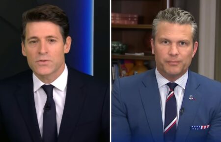 Tony Dokoupil and U.S. Secretary of Defense Pete Hegseth on 'CBS Evening News' on Saturday, January 3, 2026