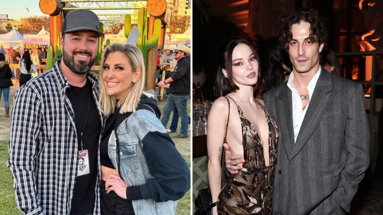 Gina Kirschenheiter and Travis Mullen; Dove Cameron and Damiano David attend Glamour Women of the Year at The Plaza on November 04, 2025 in New York City.