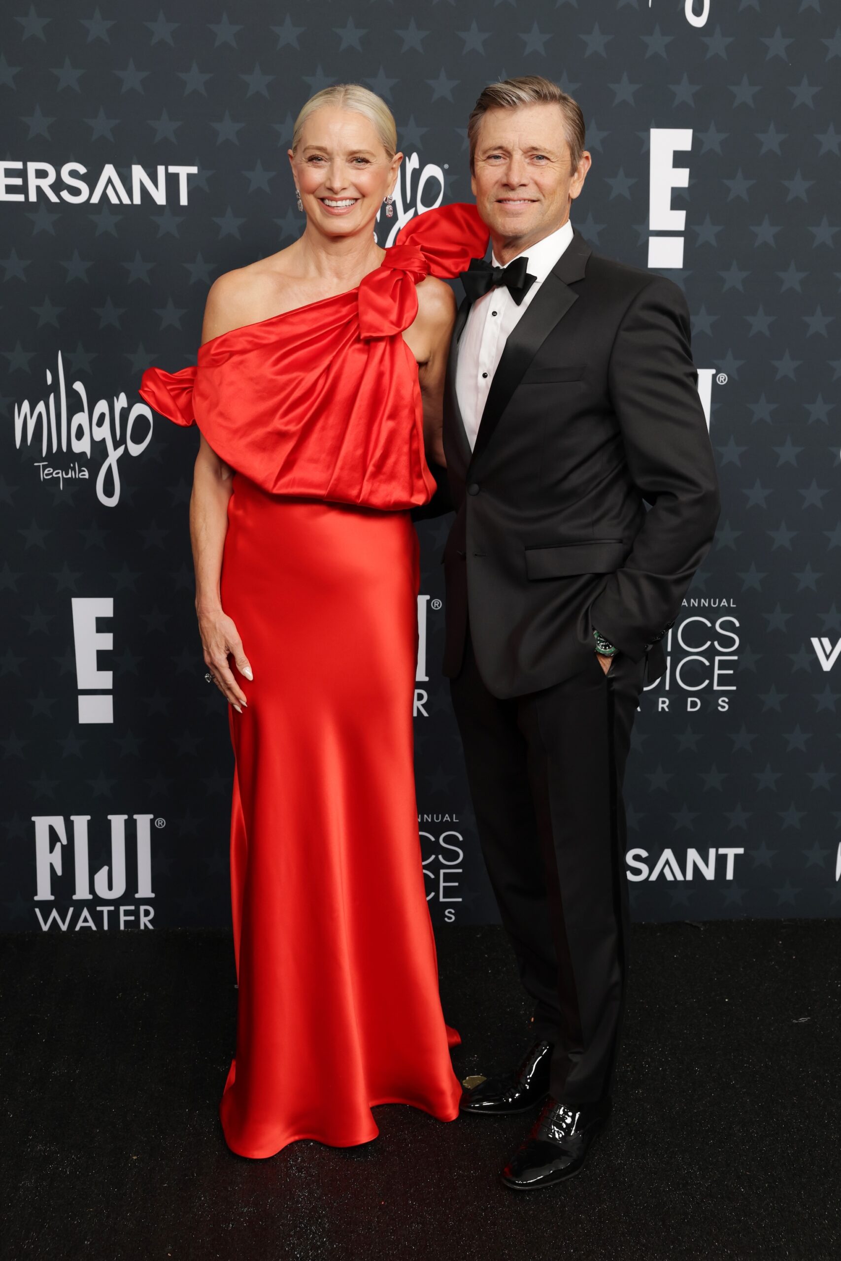 Katherine LaNasa and Grant Show attend the 31st Annual Critics Choice Awards at Barker Hangar on January 04, 2026 in Santa Monica, California.