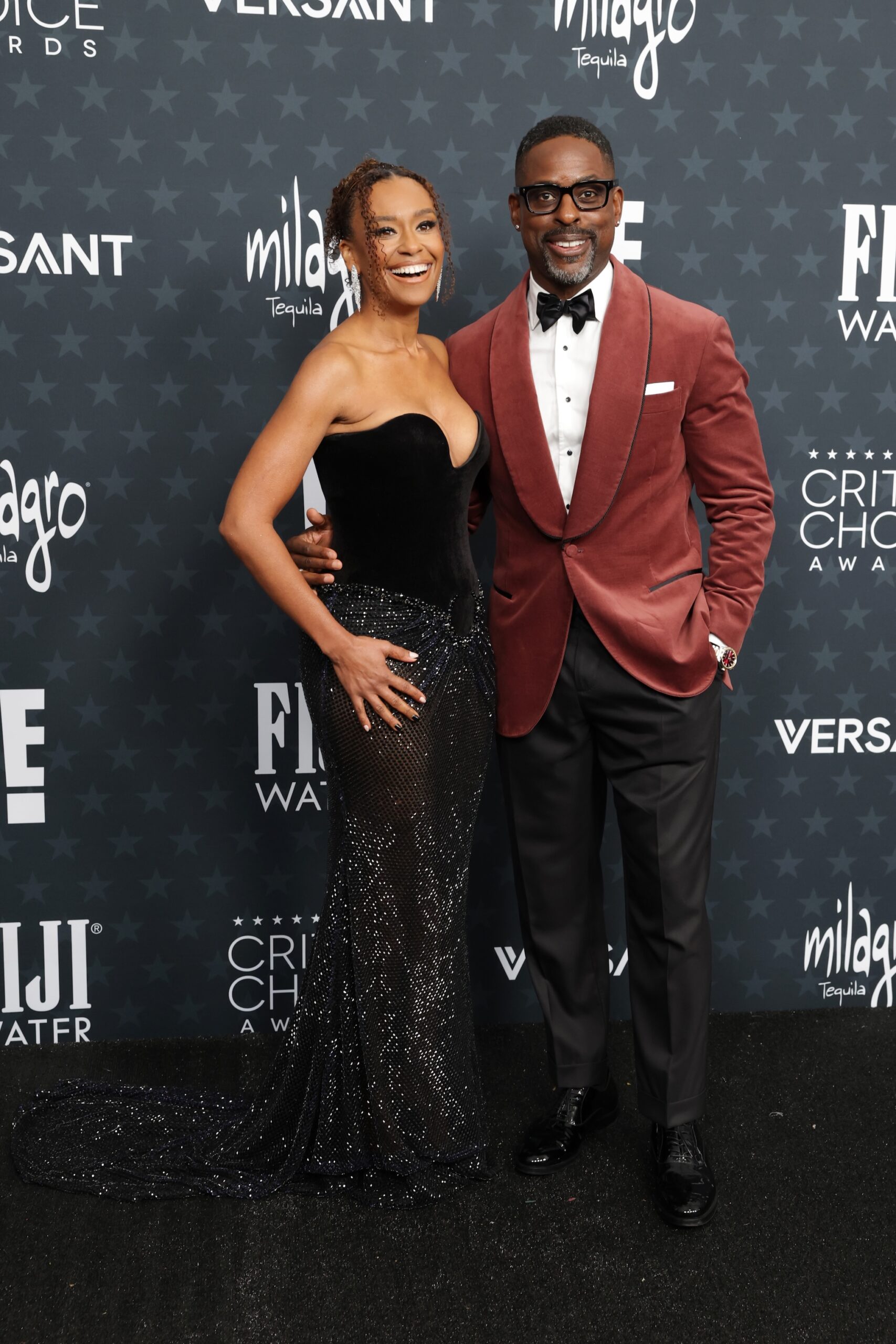 Ryan Michelle Bathe and Sterling K. Brown attend the 31st Annual Critics Choice Awards at Barker Hangar on January 04, 2026 in Santa Monica, California.