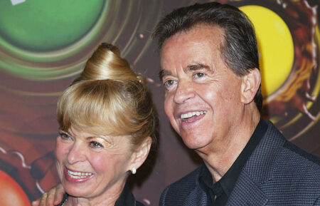 HOLLYWOOD - CA, MARCH 11: Actor Dick Clark and wife Kari Wigton arrive at the The M&M's Brand City party on March 11, 2004 in Hollywood, California.
