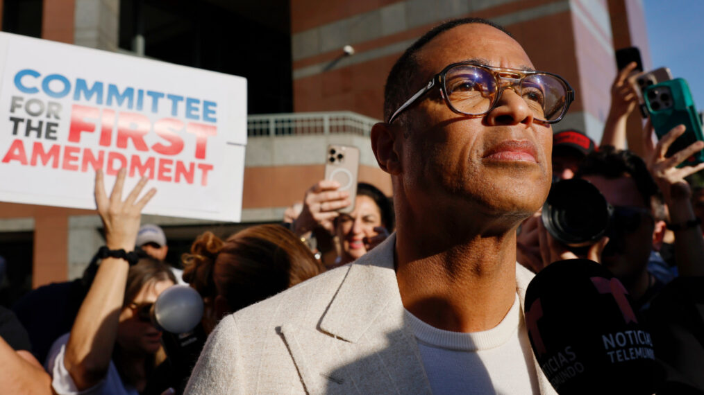 Don Lemon speaking to reporters outside court on January 30, 2026, in Los Angeles, California