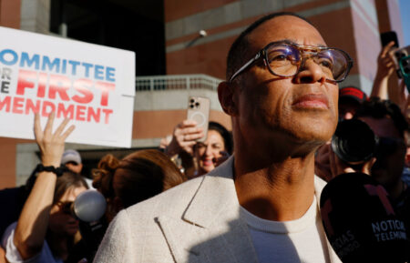 Don Lemon speaking to reporters outside court on January 30, 2026, in Los Angeles, California