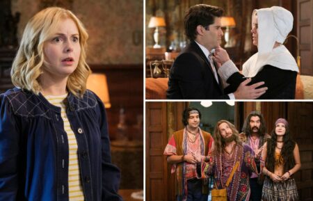 Rose McIver, Asher Grodman, Mary Holland, and Will Greenberg in 'Ghosts' Season 5