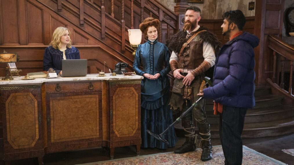 Rose McIver, Rebecca Wisocky, Devan Chandler Long, Utkarsh Ambudkar in 'Ghosts' Season 5