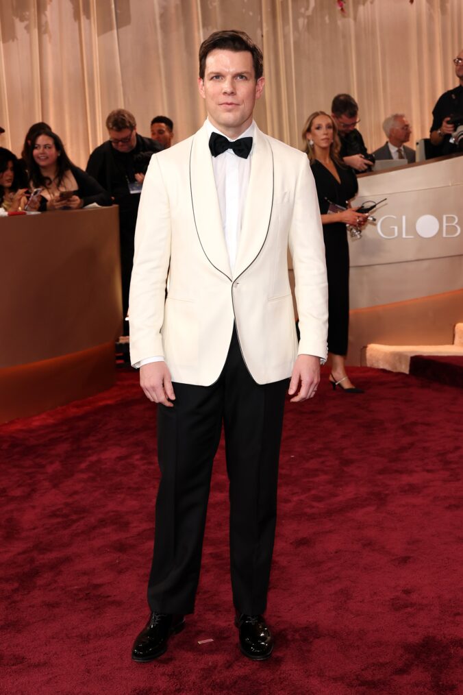 Jake Lacy on the Golden Globes 2026 red carpet