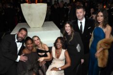 Adam Sandler, Nicole Avant, Sara Foster, Gayle King, Jackie Sandler, Joel Edgerton and Christine Centenera attend Netflix's Golden Globe afterparty 2026 at Spago on January 11, 2026 in Beverly Hills, California