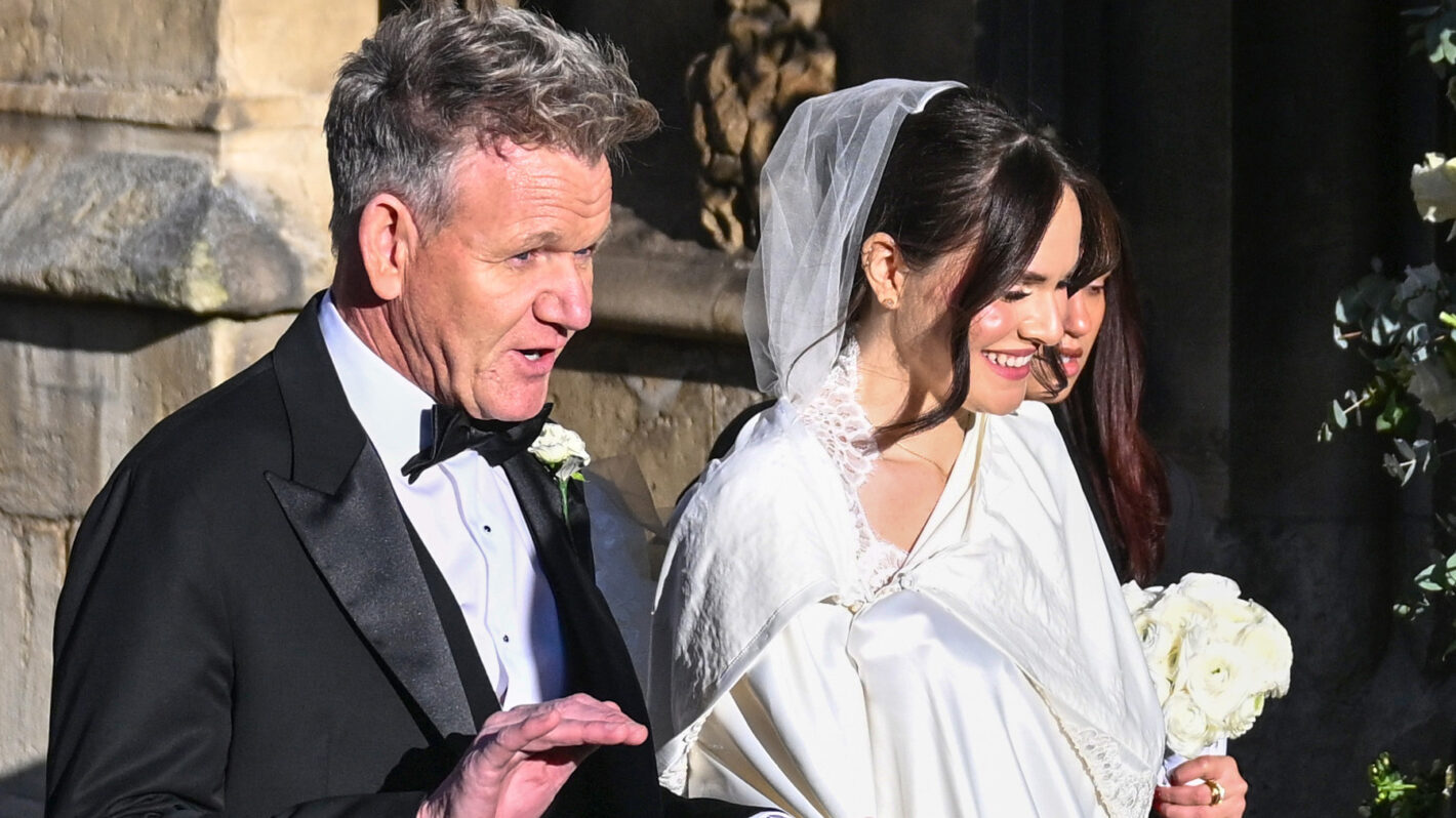 Gordon Ramsay and daughter Holly Ramsay arrive for her wedding to Adam Peaty at Bath Abbey on December 27, 2025 in Bath, England