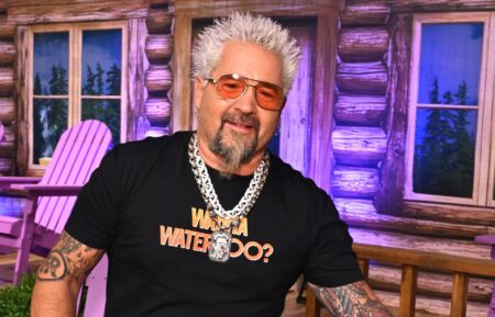 Guy Fieri celebrates launch of Waterloo Sparkling Water x Guy Fieri’s Flavortown limited-time flavors on April 10, 2025 in New York City