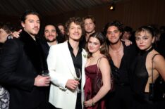 LOS ANGELES, CALIFORNIA - JANUARY 10: (L-R) Belmont Cameli, Jalen Thomas Brooks, Connor Storrie, Stephen Kalyn, Ella Bright, Antonio Cipriano and Mika Abdalla attend Vanity Fair and Amazon MGM Studios Celebrate Awards Season 2026 at Bar Marmont on January 10, 2026 in Los Angeles, California.