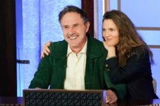 'Episode 209' -- Coverage of the CBS Original Series HOLLYWOOD SQUARES, scheduled to air on the CBS Television Network. Pictured: David Arquette and Co-Host Drew Barrymore.