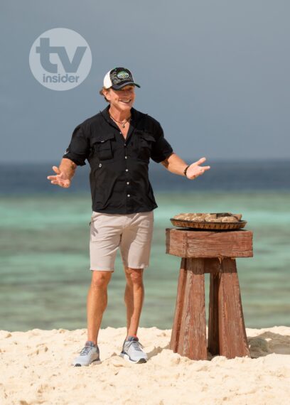 Jeff Probst on set of the marooning challenge on 'Survivor 50'
