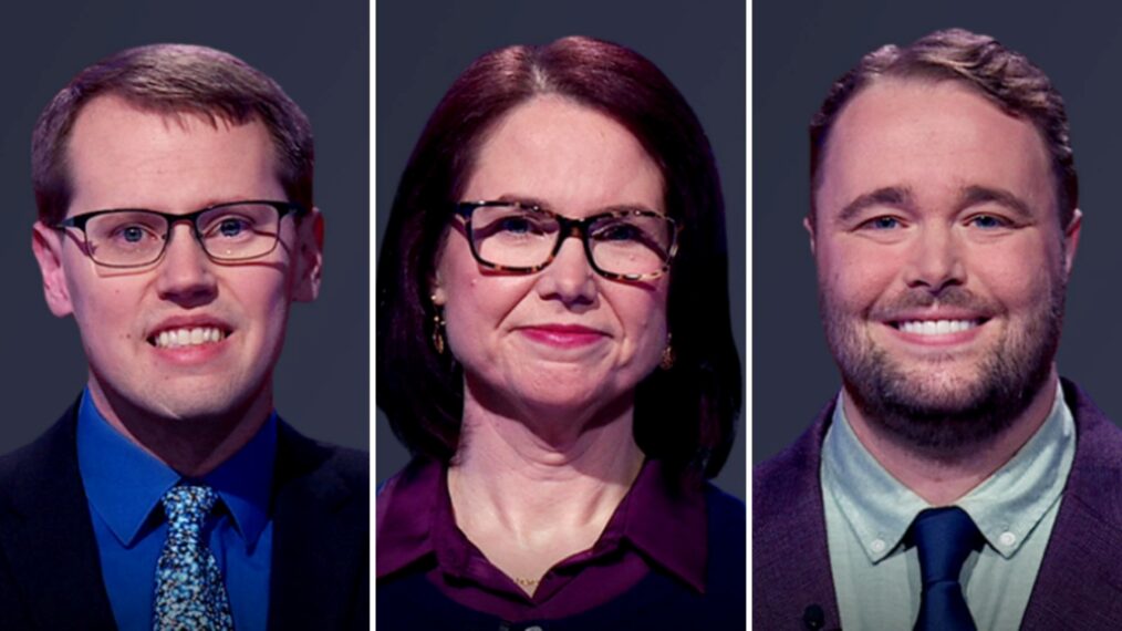 (from left) 'Jeopardy!' 2026 TOC contestants Steven Olson, Laura Faddah, and TJ Fisher, on January 28, 2026