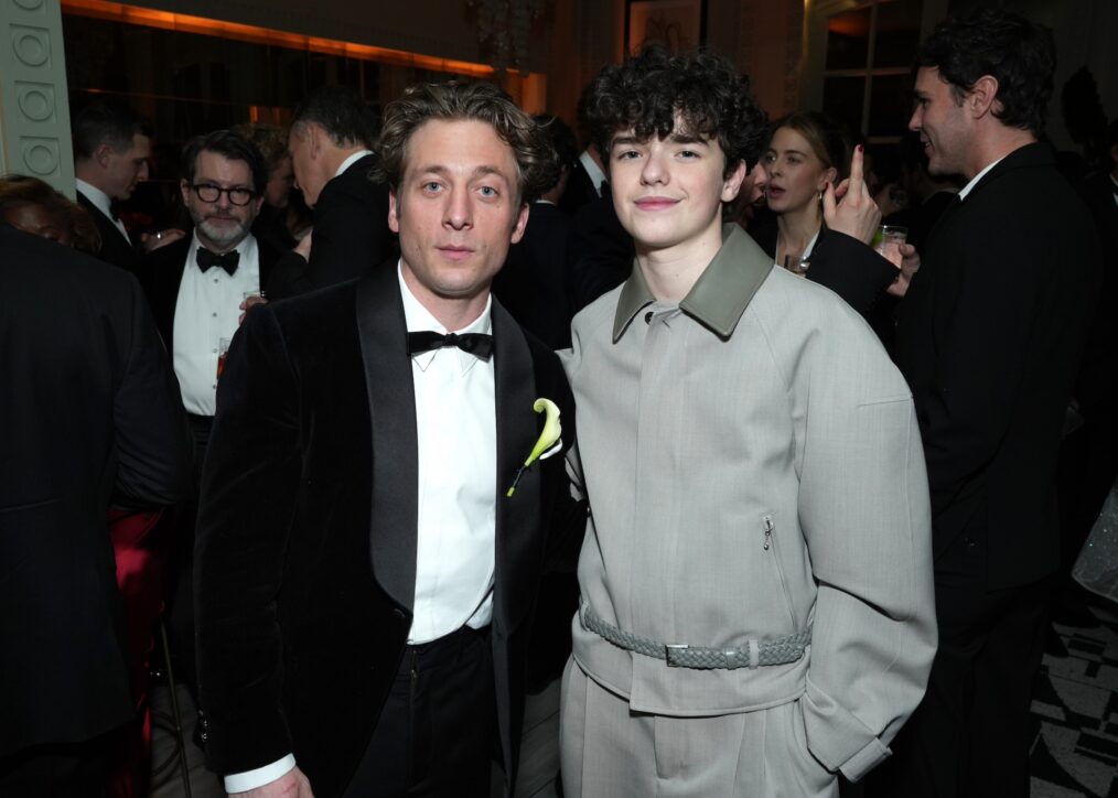 Jeremy Allen White and Owen Cooper attend Netflix's Golden Globe afterparty 2026 at Spago on January 11, 2026 in Beverly Hills, California