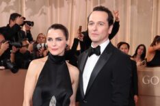 Keri Russell and Matthew Rhys attend the 83rd Annual Golden Globe Awards at The Beverly Hilton on January 11, 2026 in Beverly Hills, California.