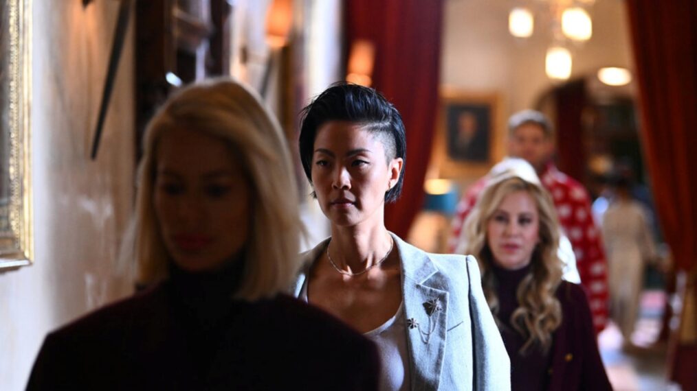 THE TRAITORS -- 'Show Me Your Faces' Episode 403 -- Pictured: (l-r) Caroline Stanbury, Kristen Kish, Tara Lipinski -