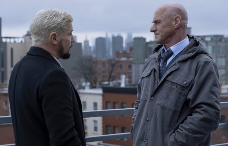 Michael Trotter as Joe Stabler Jr., Chris Meloni as Det. Elliot Stabler — 'Law & Order: Organized Crime' Season 5 Episode 9